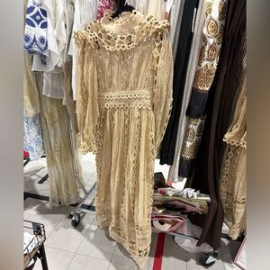 NWT Elegant Long Sleeve Lace Maxi Dress in Cream. Available in S, M, L.